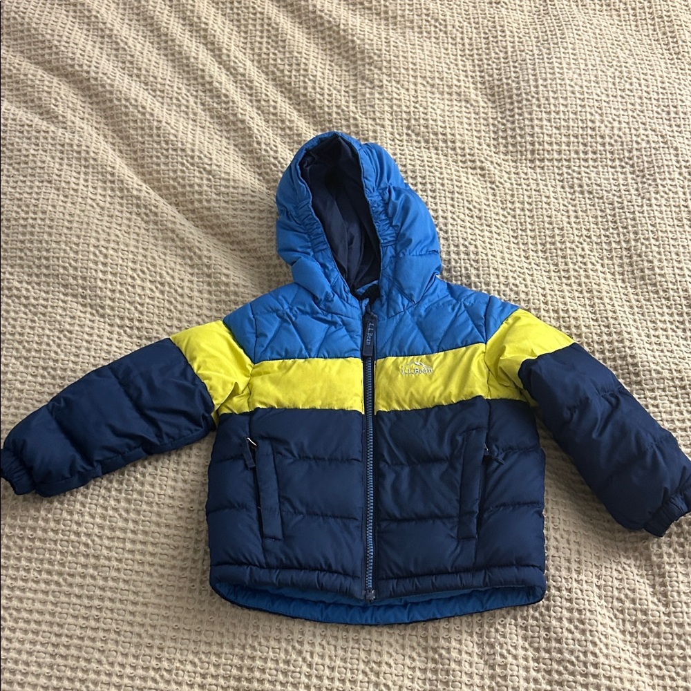 LL Bean Blue and Yellow Kids' Puffer Jacket